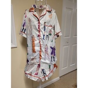 SHE SHOW Taylor Swift Inspired Pajama Set Shirt Shorts White Lounge Sz L